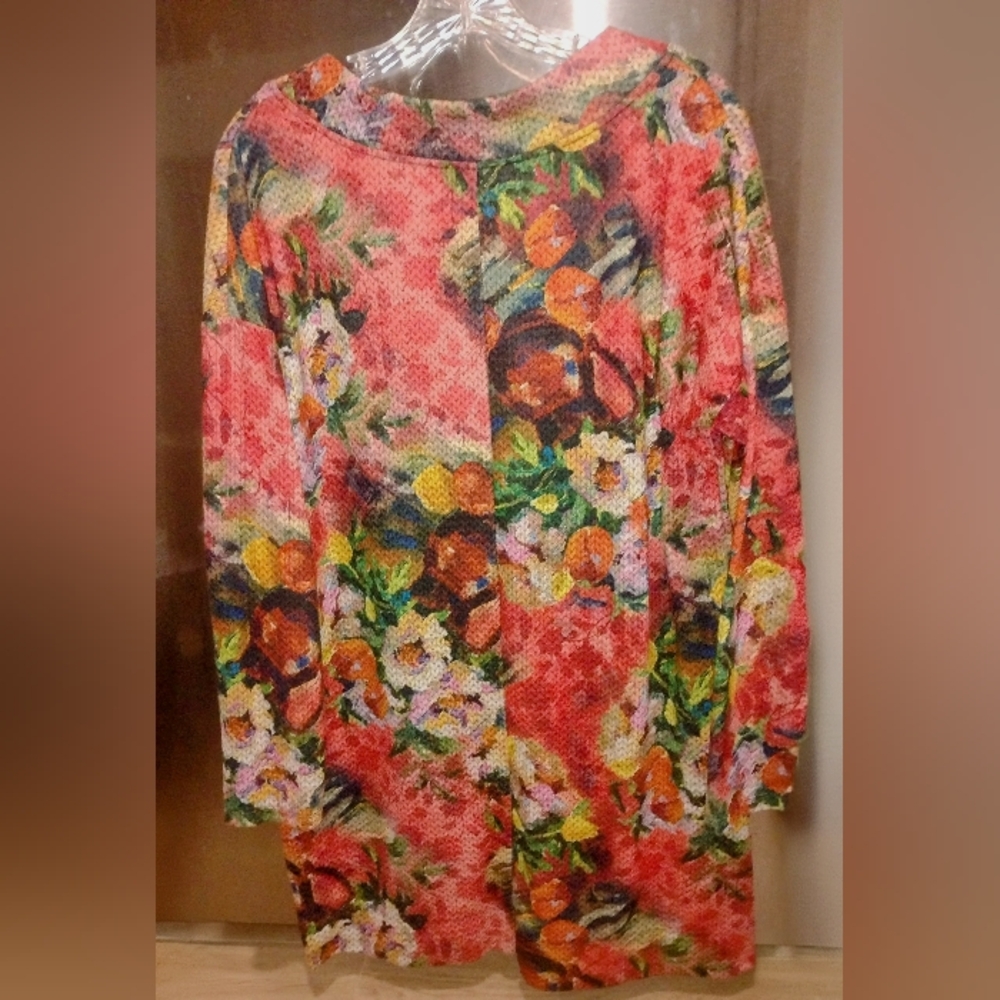 Soft Surroundings Crimson Valley Floral Relaxed Fit Tunic L - Picture 3 of 5